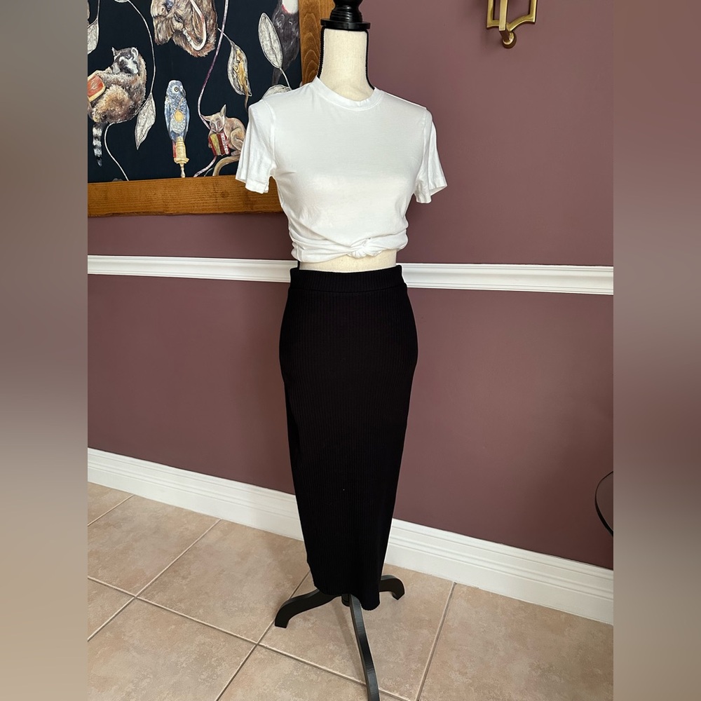 NWT Anthropologie Stateside Mara Black Sweater Pencil Skirt Size XS Medium